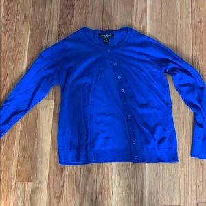 Royal blue cardigan sweater. Size petite small.
